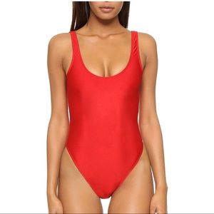 Red one piece swimsuit